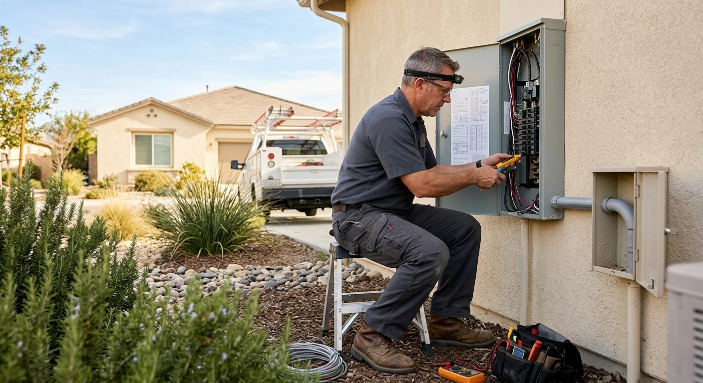 Electrician preparing to upgrade a residential electrical panel in Beaumont
