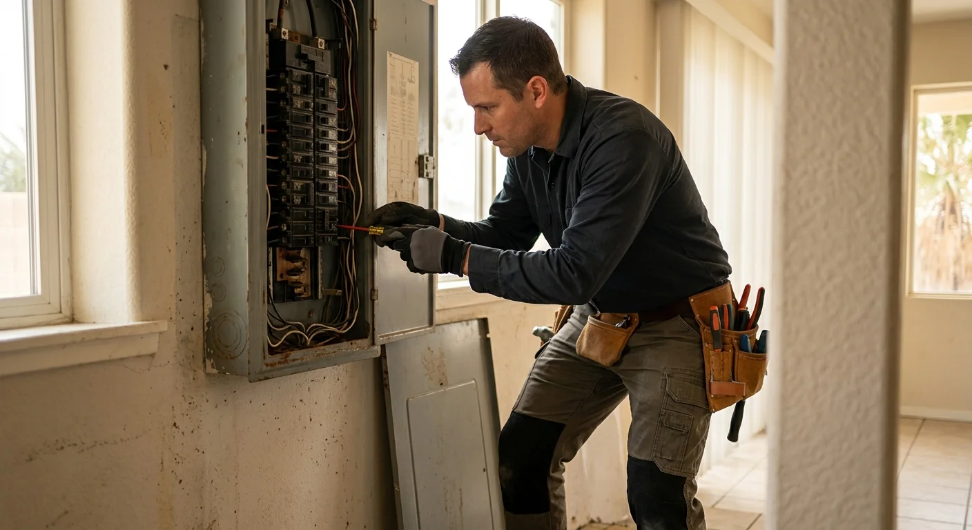 Outdated electrical panel with worn breakers needing an upgrade in Beaumont