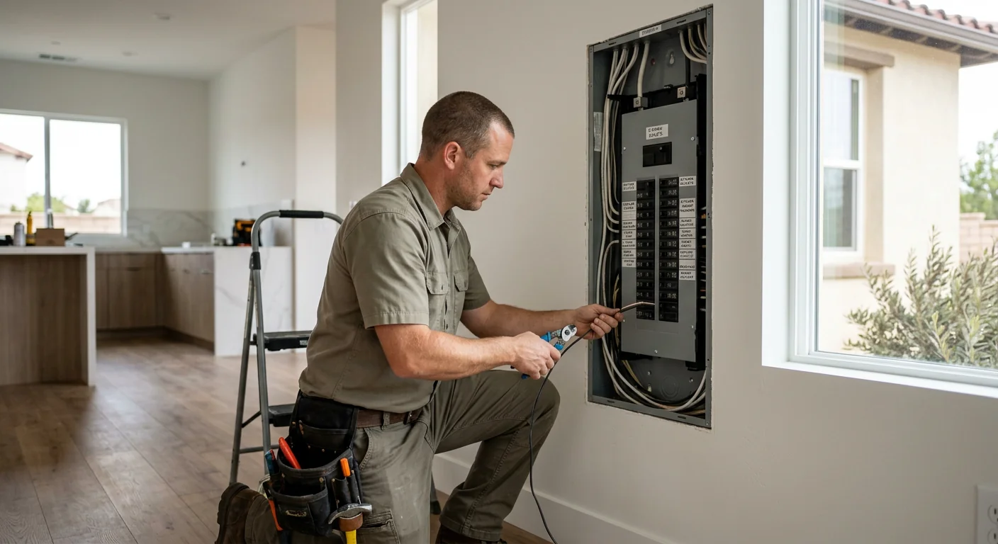 Electrician van arriving for a scheduled service appointment in Beaumont neighborhood
