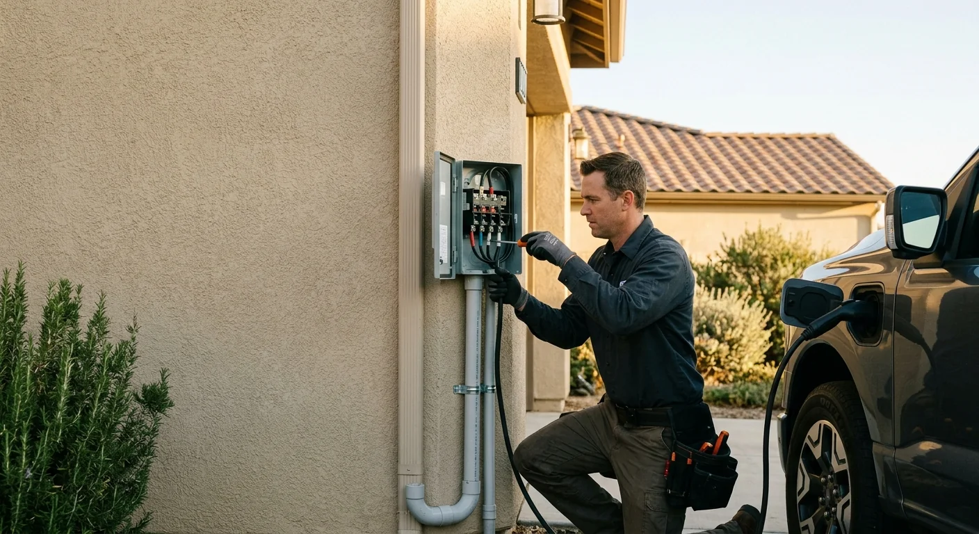 Neatly installed Level 2 charger with clean conduit on a residential wall