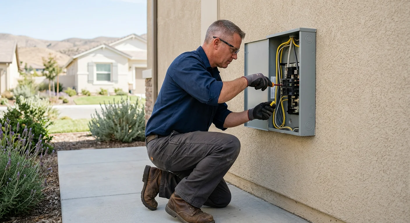 Electrician verifying charger circuit with a meter