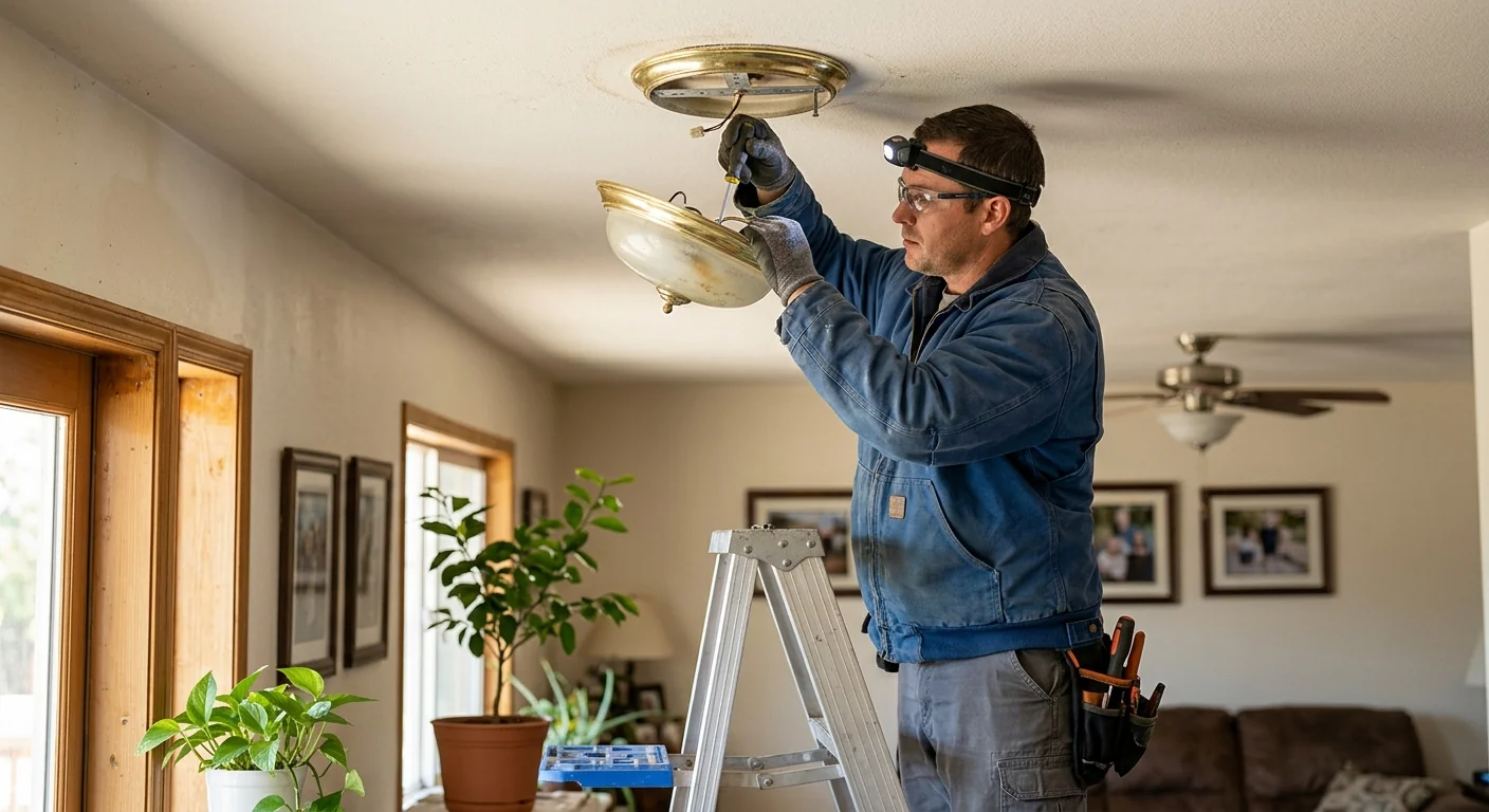 Flickering outdated ceiling fixture in an older Beaumont home needing lighting upgrade